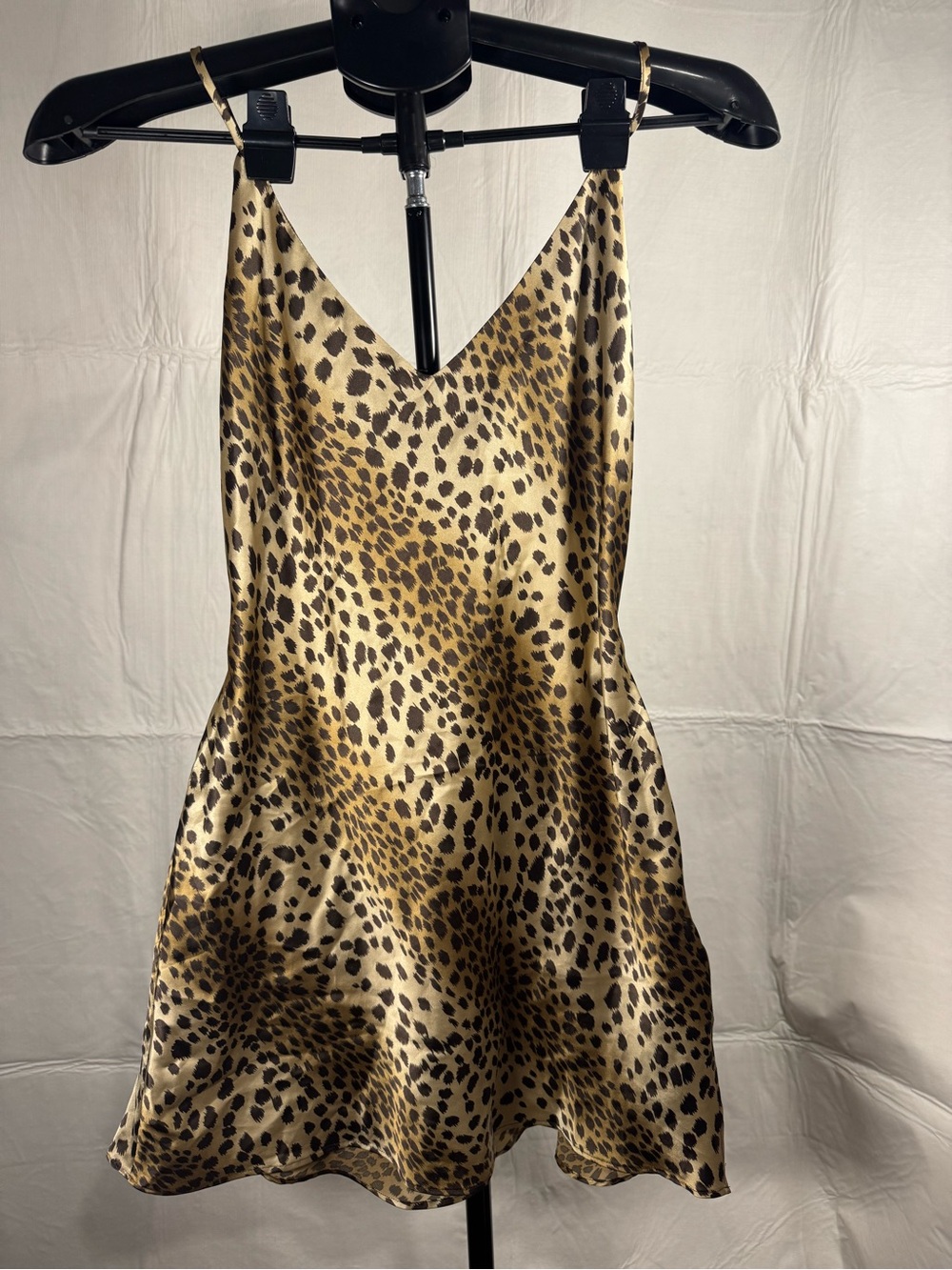Y2K Victoria's Secret Leopard Satin Slip Dress in Gold and Black